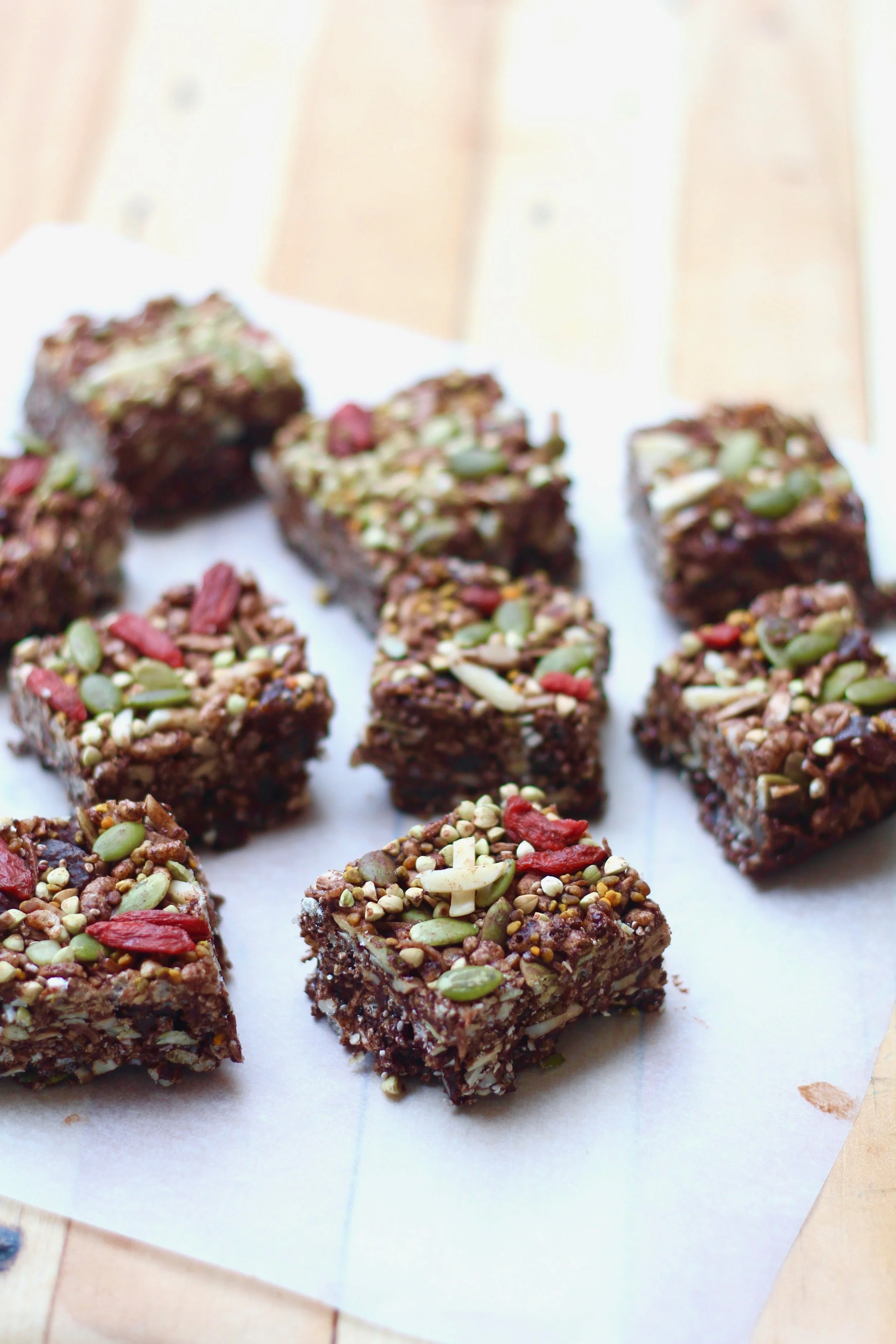 Cut the slice into 8 bars or 16 squares.