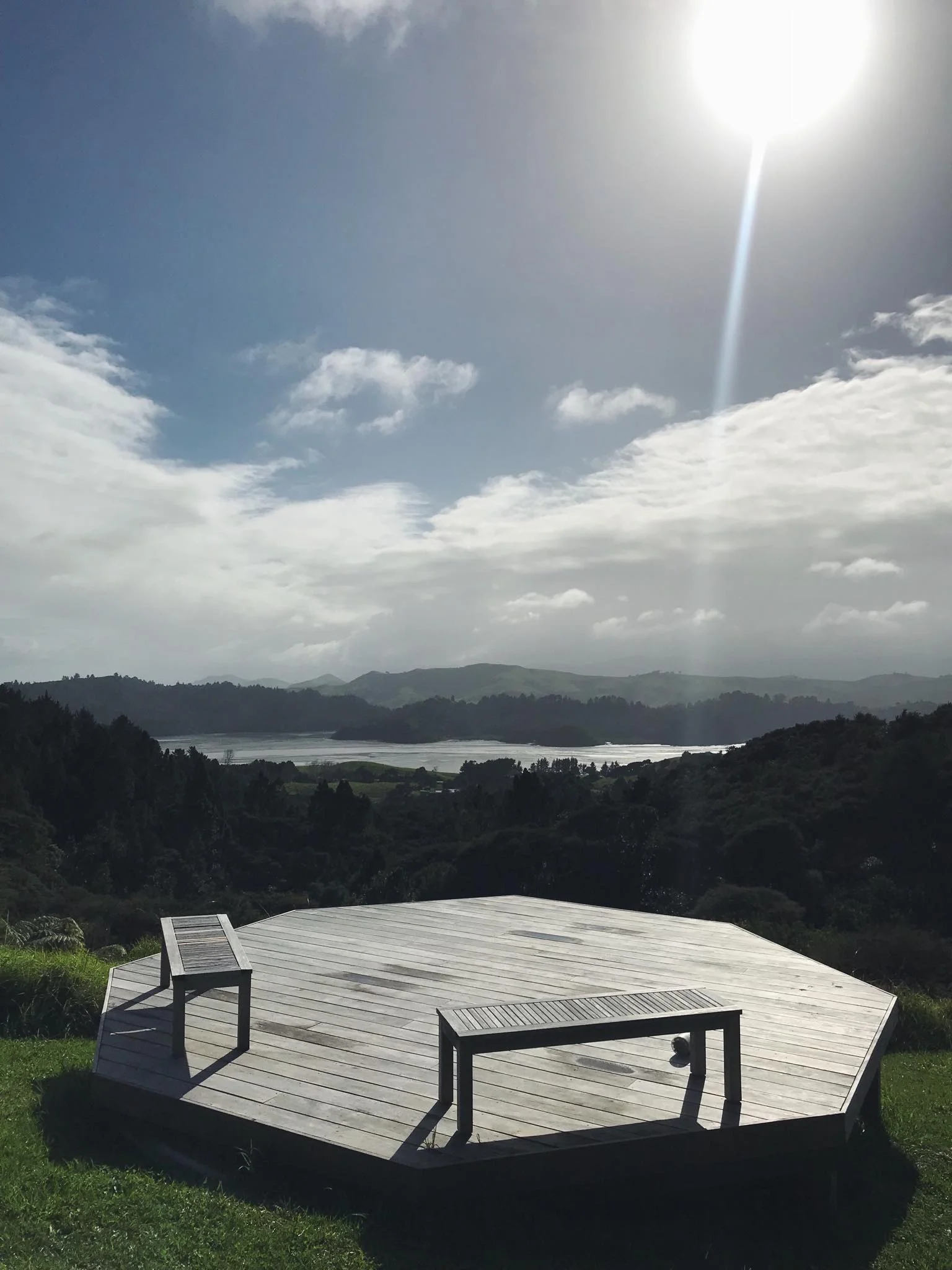 The yoga and meditation deck looking out to the sea