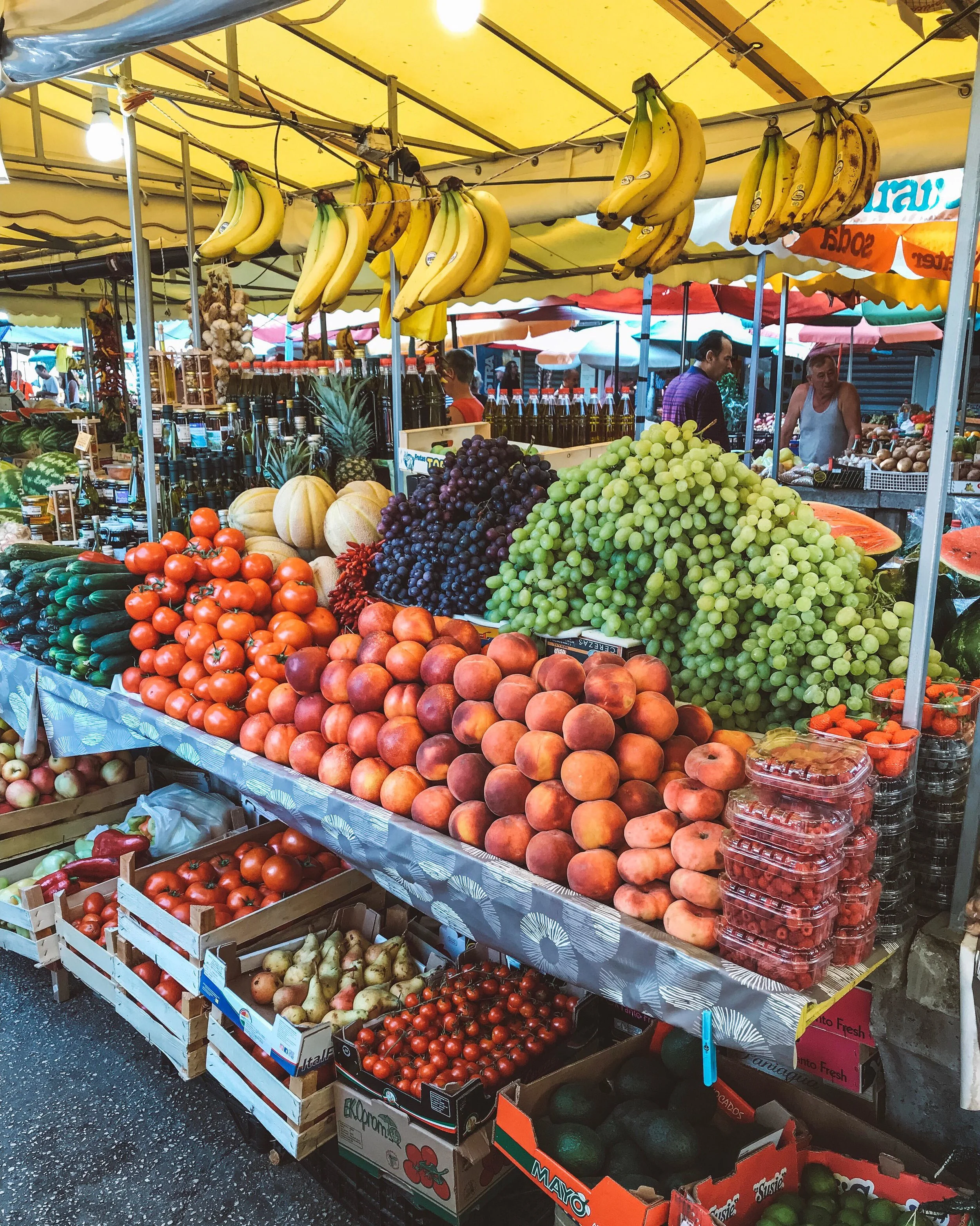 Colourful fruit and veggie stall in Trogir, located near big city Split.
