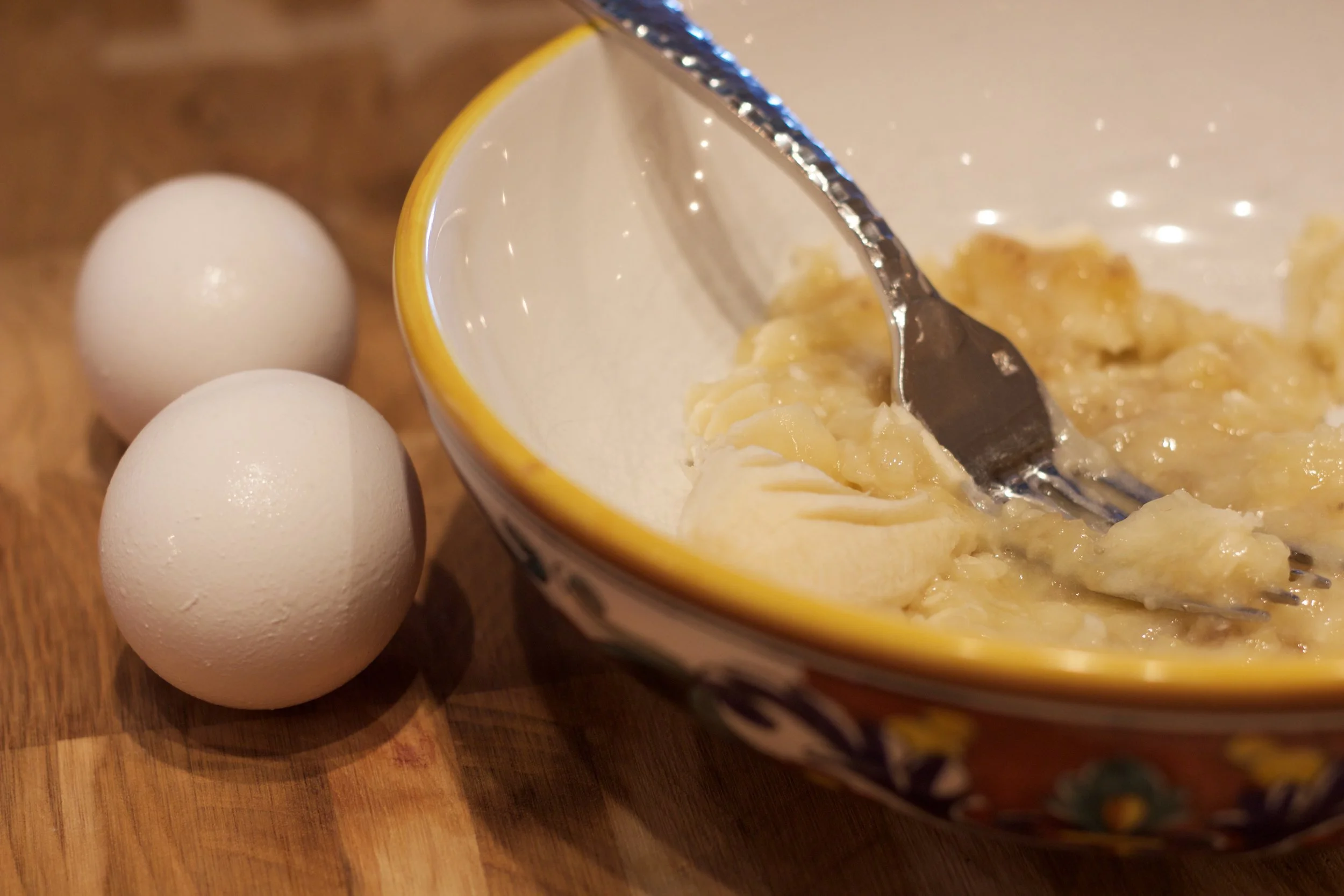 Mash the banana with a fork. 