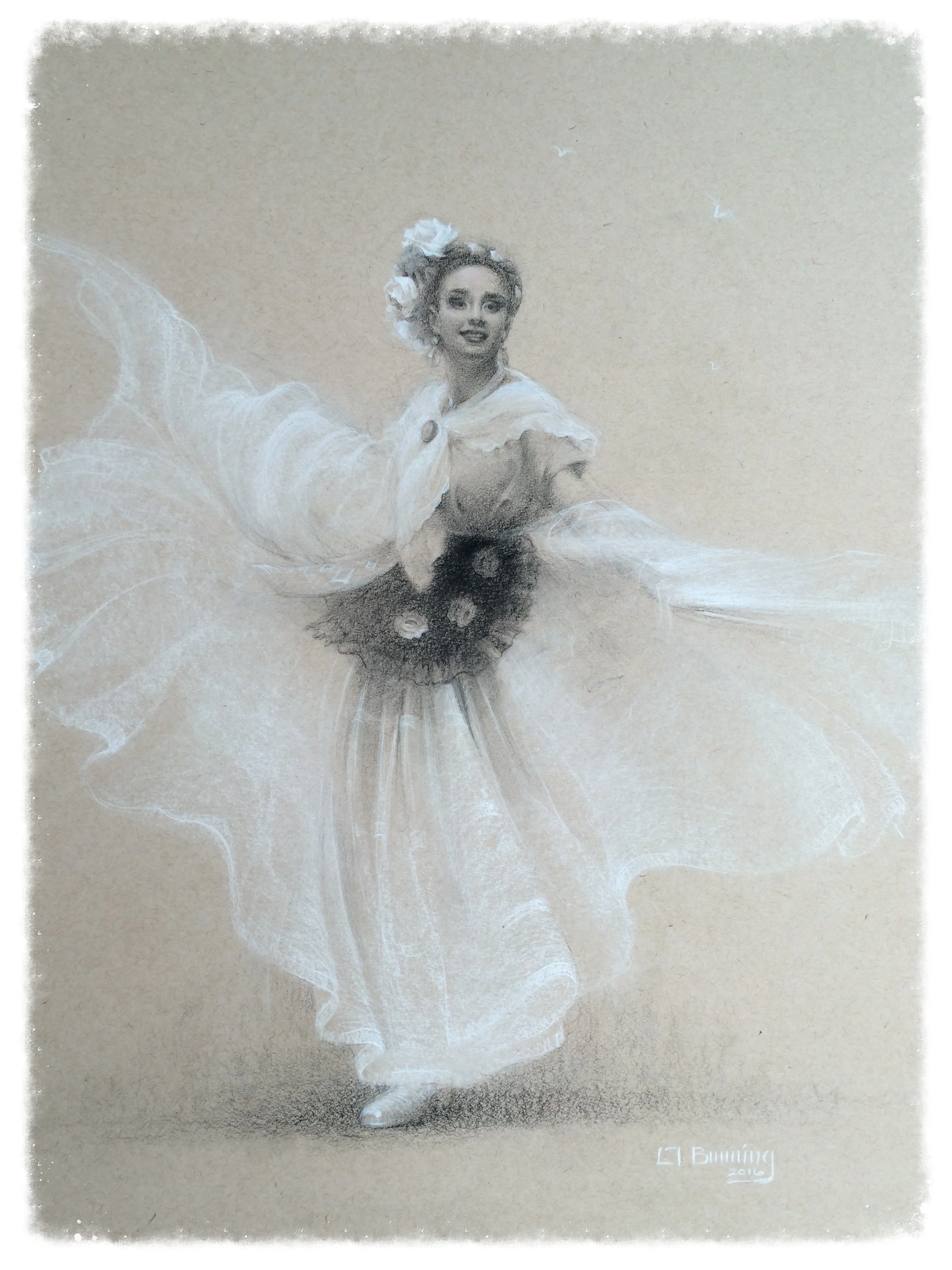  16"x14  charcoal on tan paper    