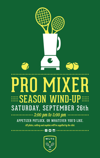 Season Windup Tennis Pro Mixer - Saturday, September 26, 3:00pm - 5:00pm