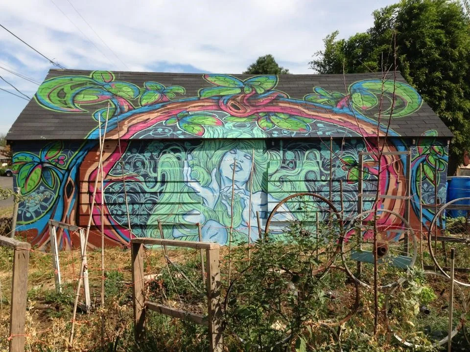 N.O.Bonzo and Circleface Mural | Dekum Community Garden Portland, OR