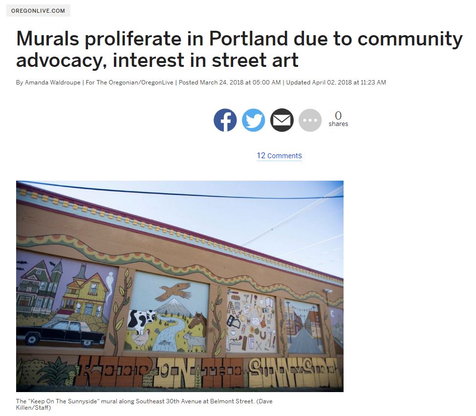 Oregonian coverage of Keep on the Sunnyside Mural
