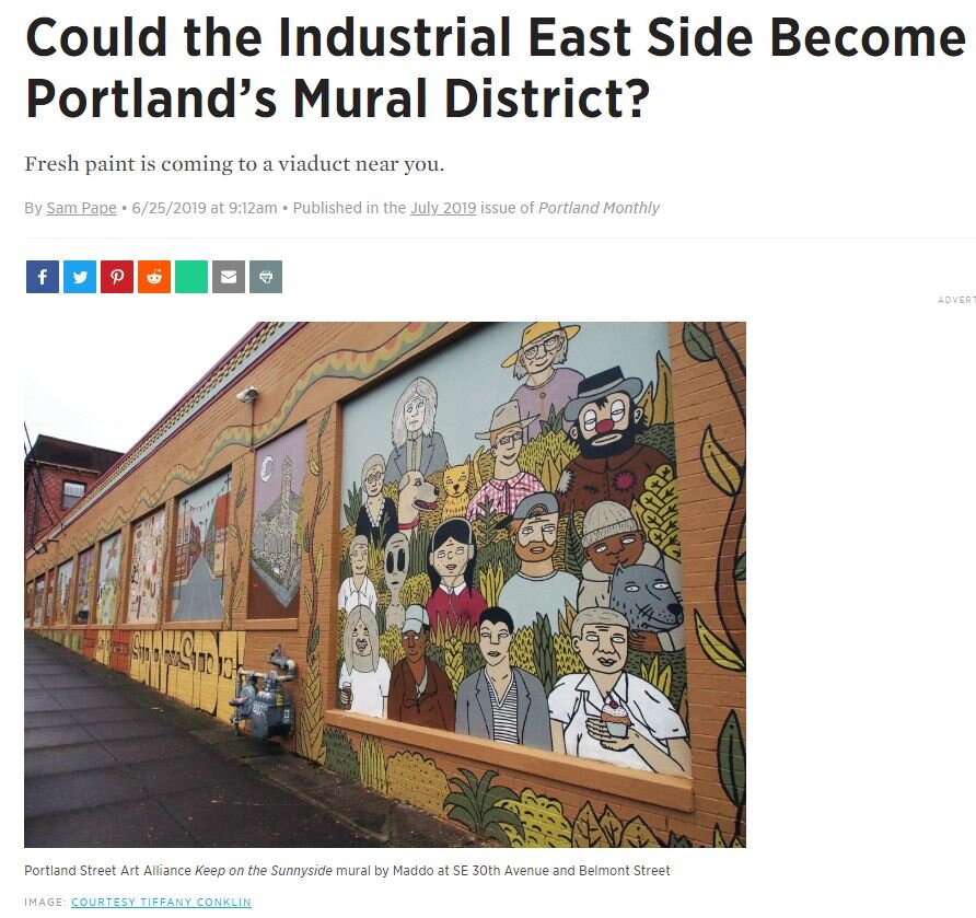 Portland Monthly Industrial Eastside Could Become New Mural District