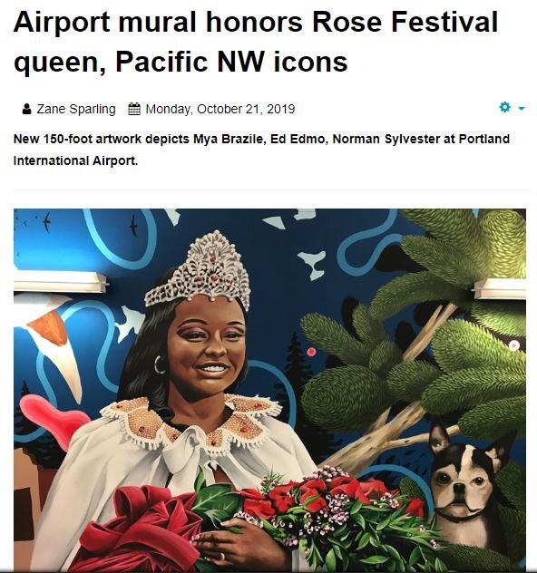 Airport mural honors Rose Festival queen, Pacific NW icons