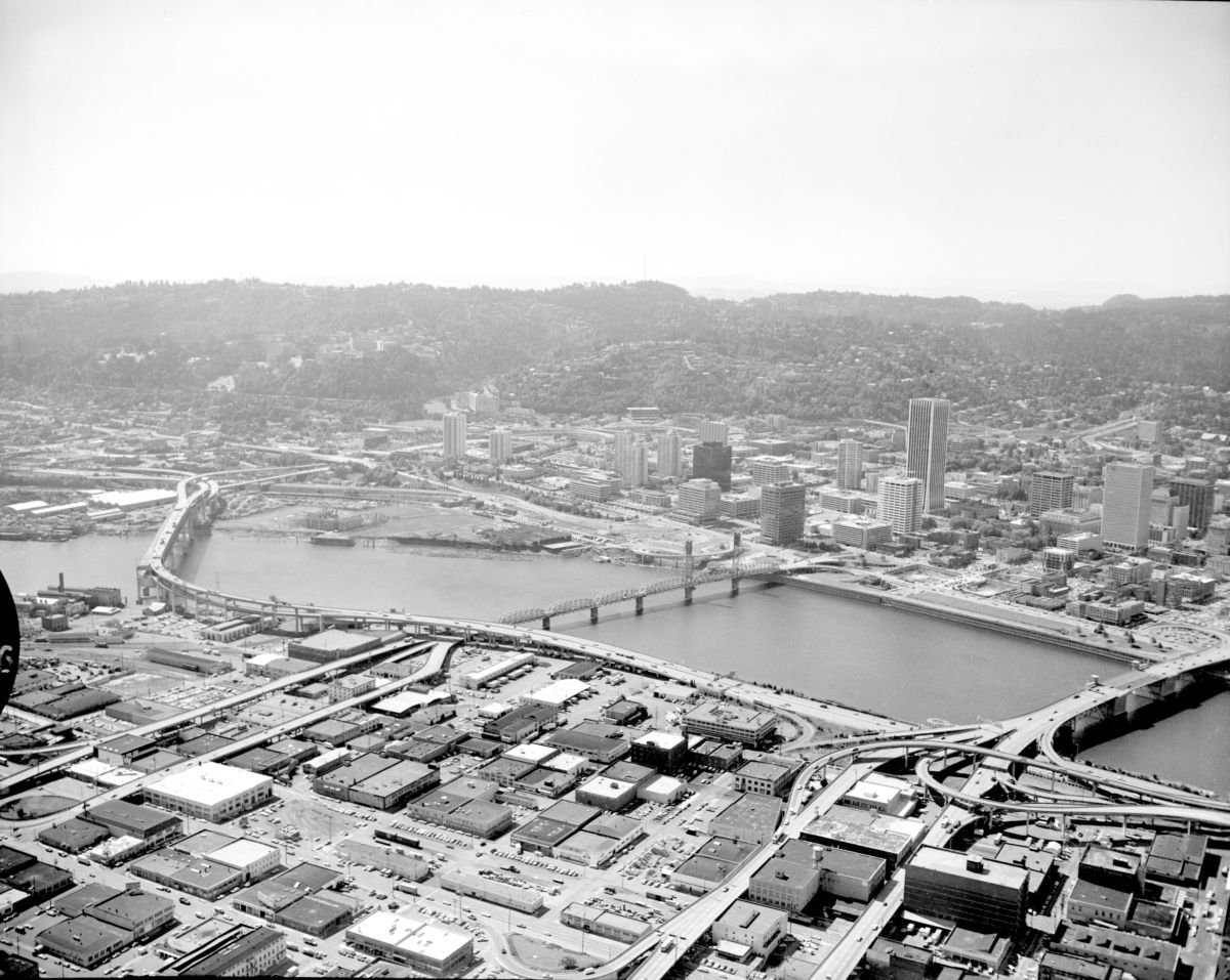 Public Works Administration (Archival) - Public Works Administrator - Photographs - Downtown _ Harbor Dr aerial from east of the river 1974.JPG
