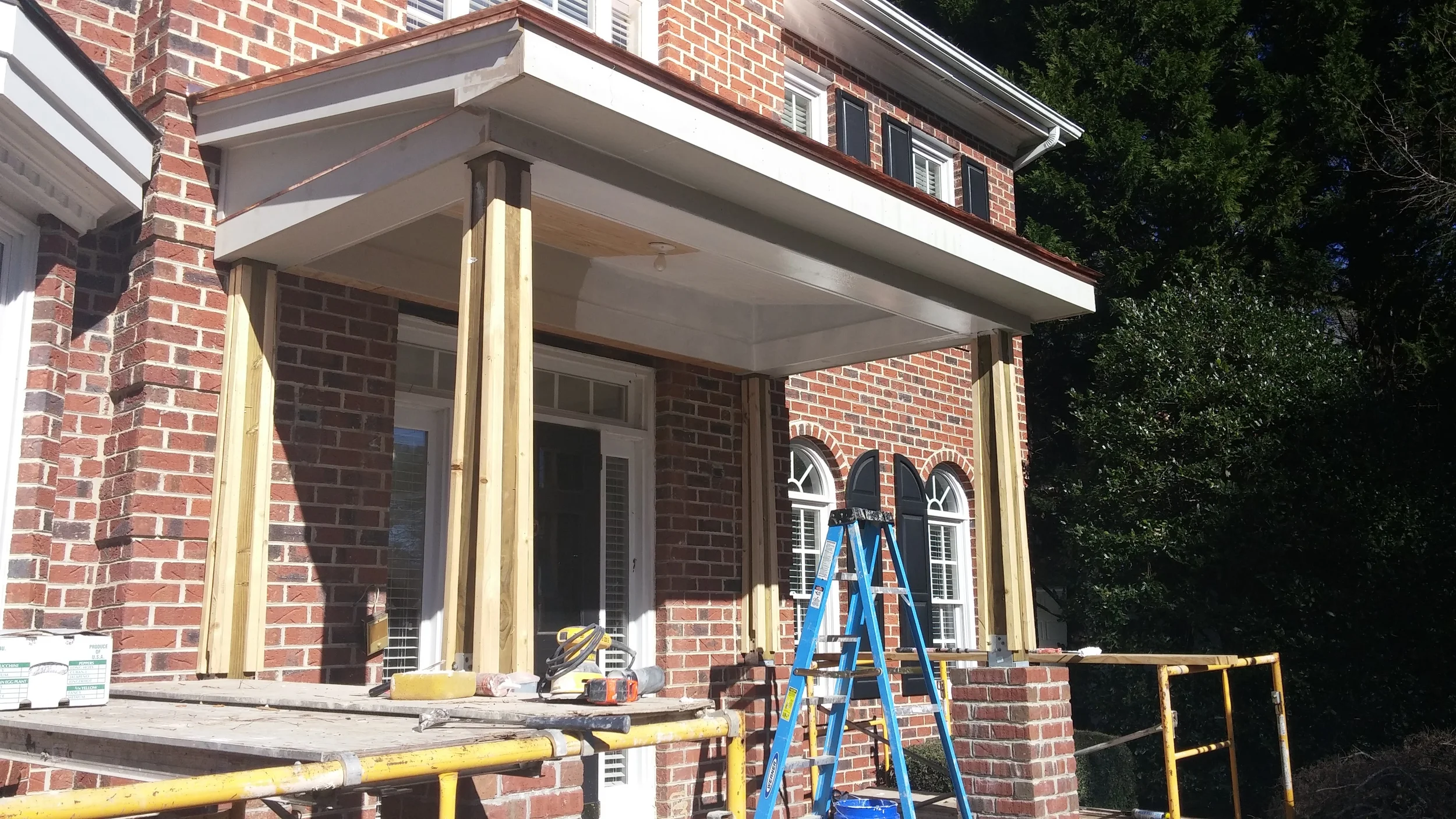 Front Porch addition under construction.