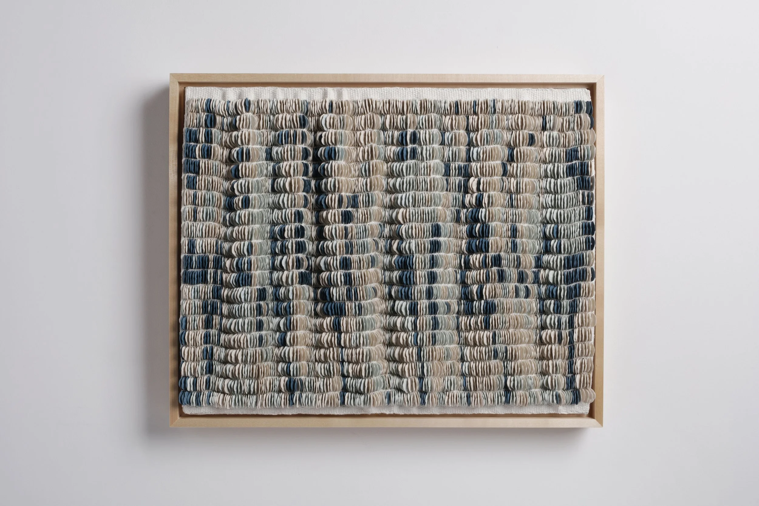 Untitled (blue/white/teal pinched bead weaving)