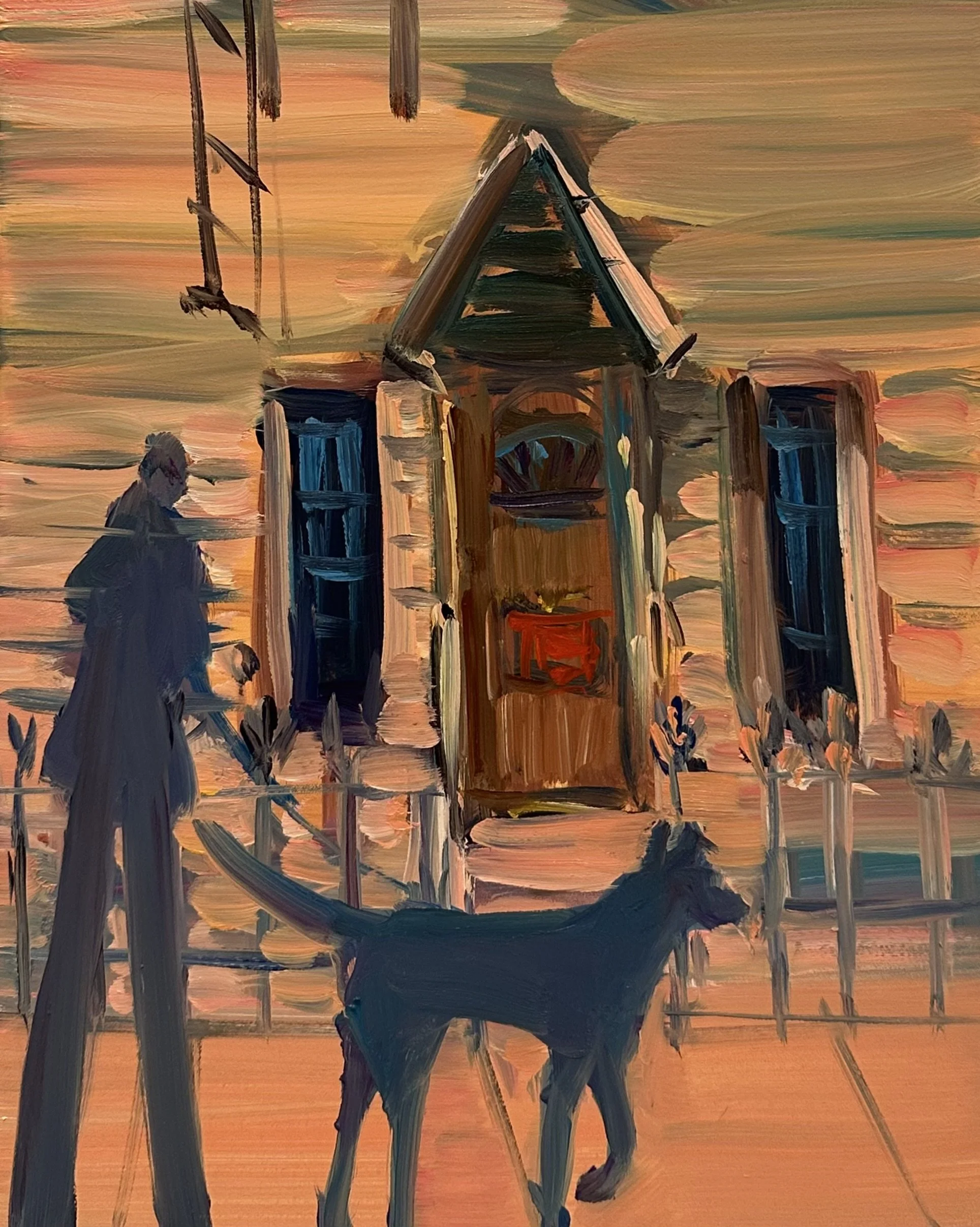 Deborah_Brown_Portico_with_Blue_Heeler_2025_oil_on_Masonite_10x8inches.jpg