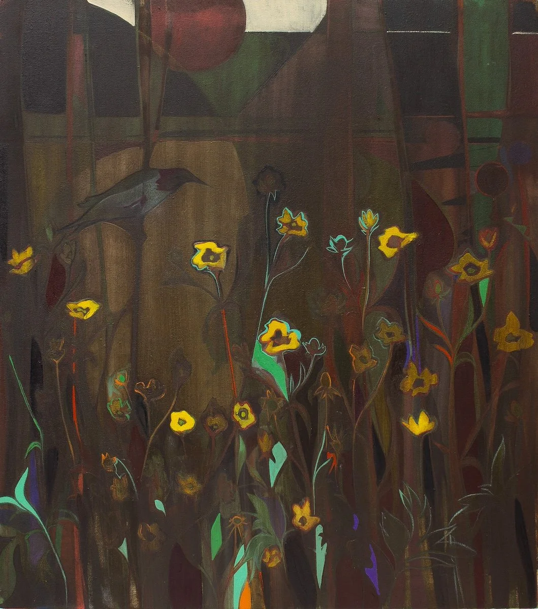 If Winter Comes, Can Spring Be Far Behind, 34x30”, oil and oil stick on canvas, 2026