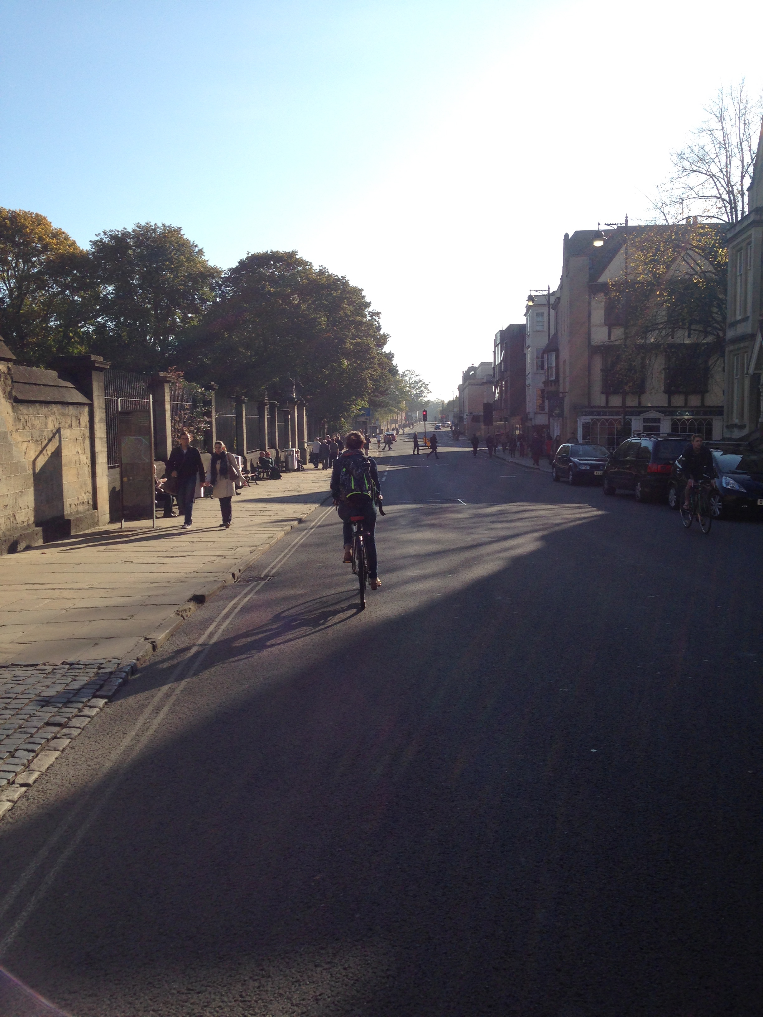 Cycling through the city to get to the river. 
