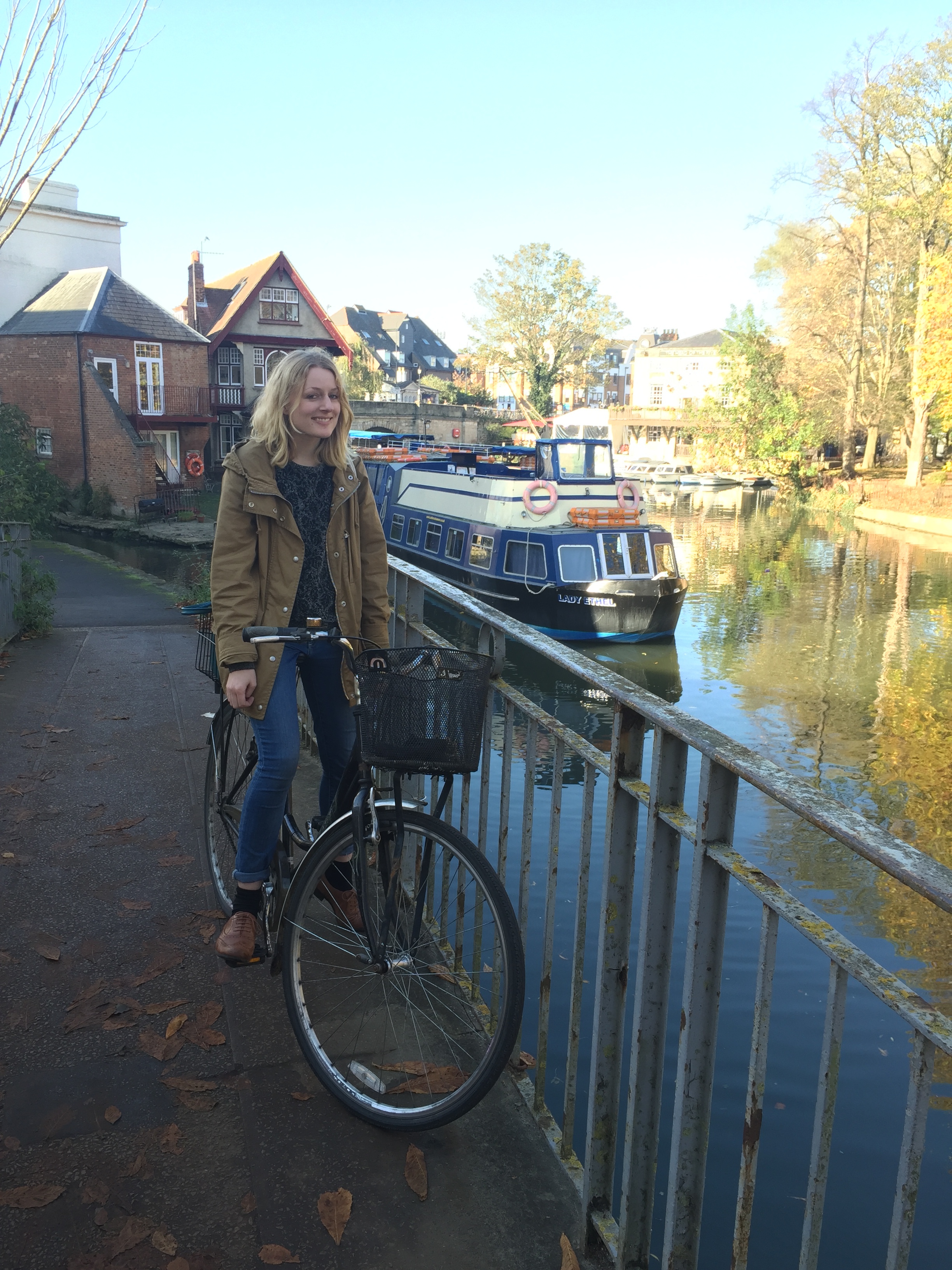 This is me with my bike that rattles as I cycle because the lock jangles in the basket. All the best bikes rattle.