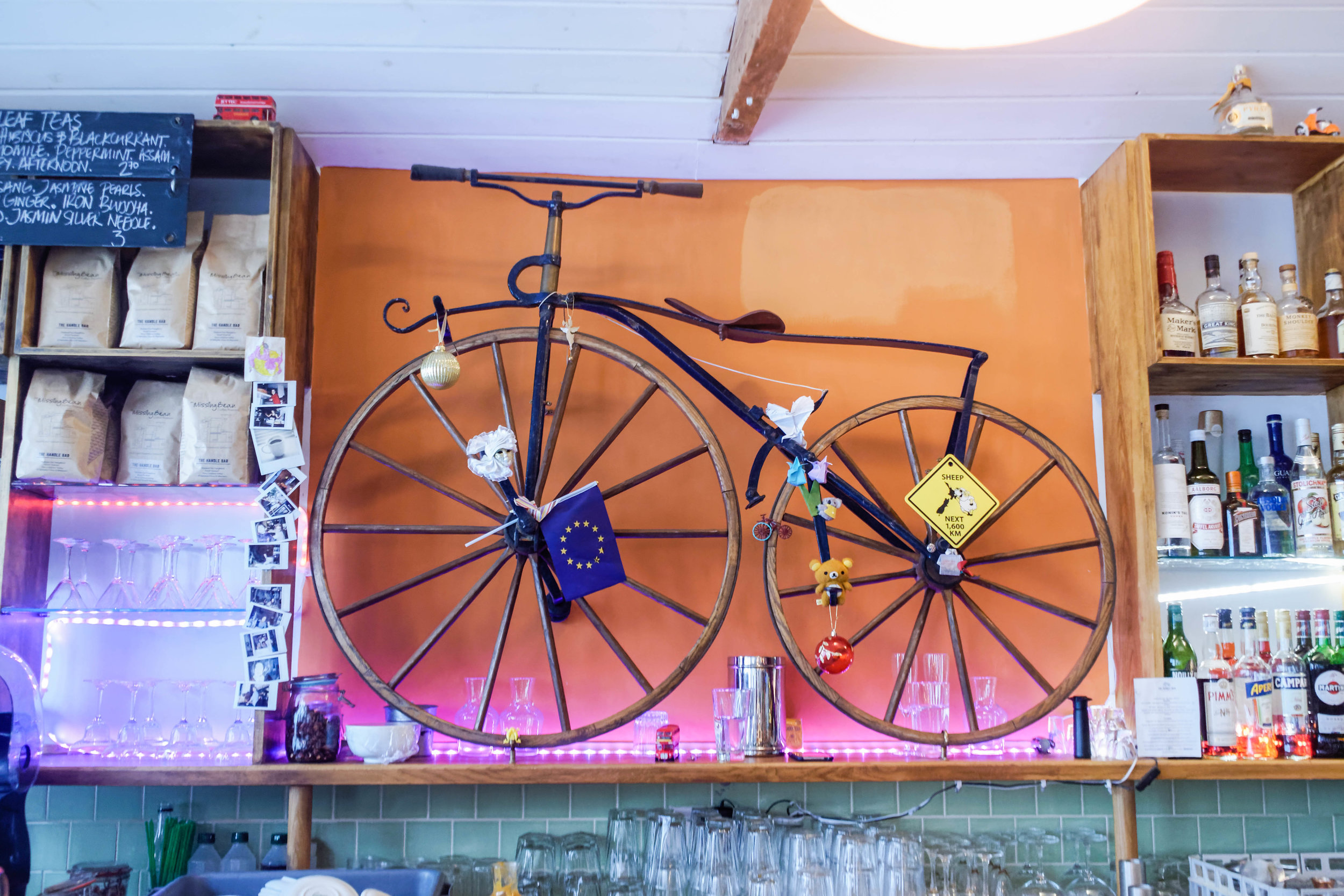 While you're thinking about what to order, check out all the vintage cycles decorating the place.