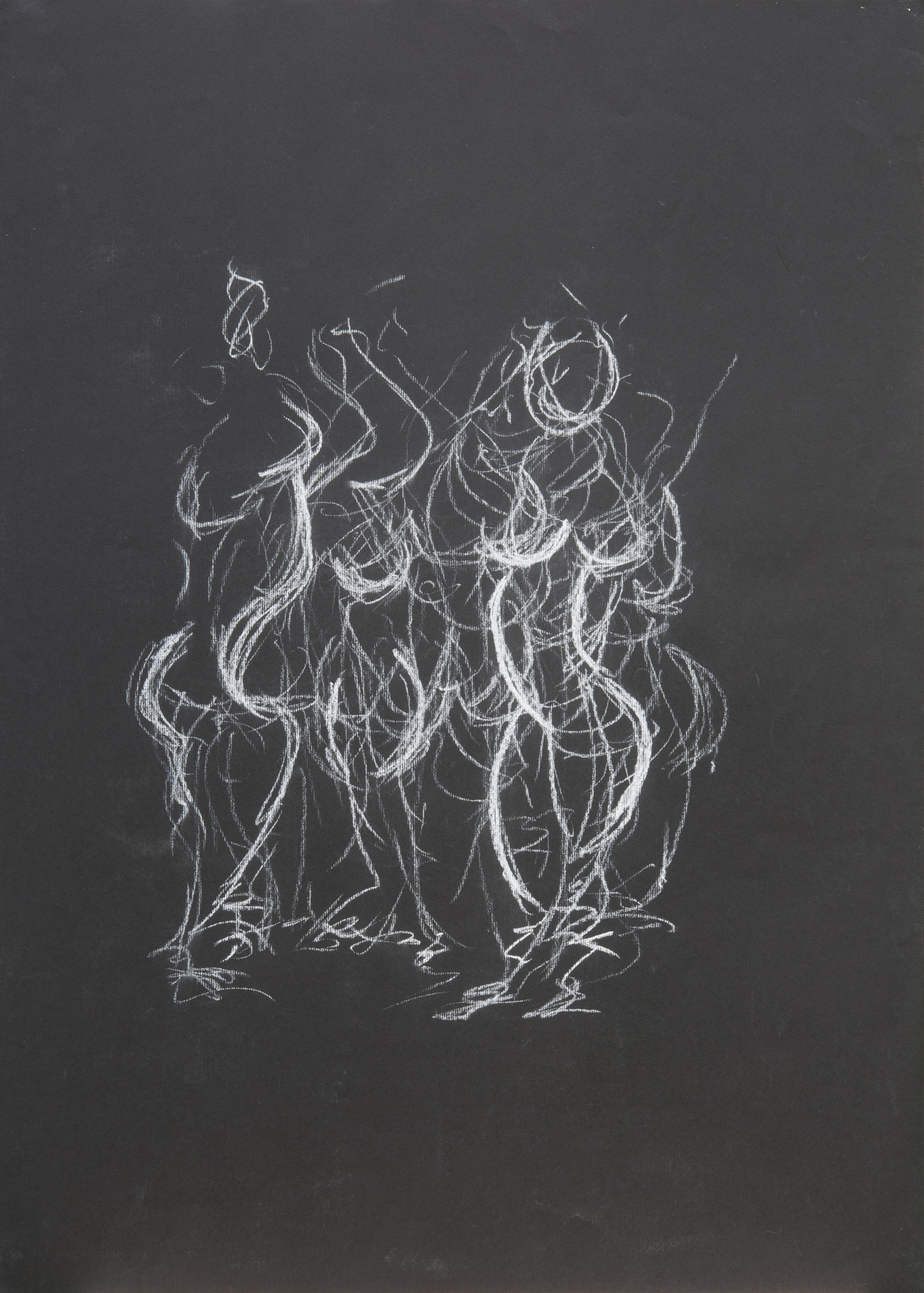 ©KAT 'Movement' Dancing Figure - chalk on black paper, ( 0,7 x 0,6 m )