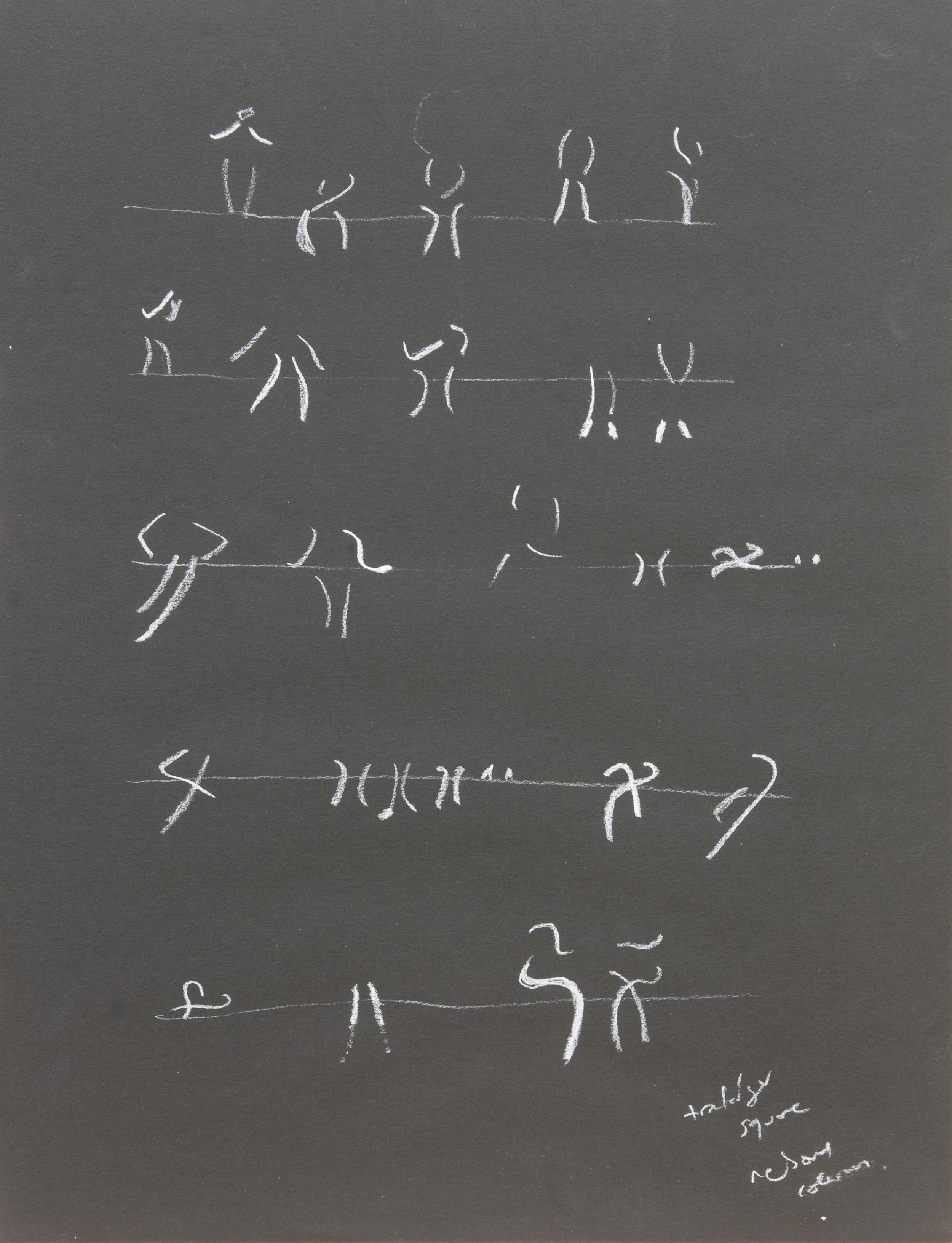 ©KAT Gesture - study - people using the steps on Nelson's Colum, Trafalger Square : chalk on black paper,