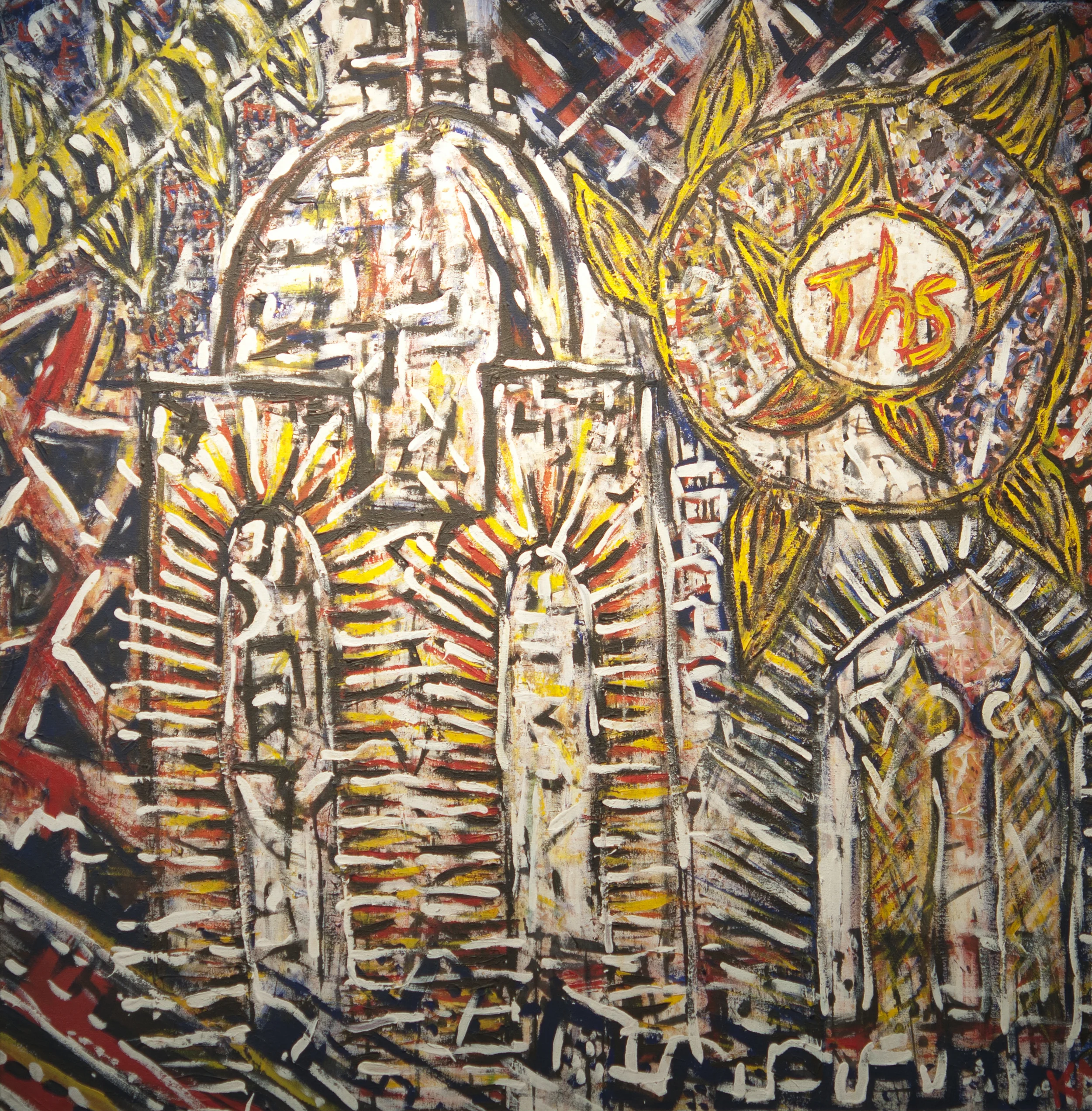 ©KAT Sienese Fireworks 1 - 1990 - Acrylic on canvas, (1,5 x 1,5 m)