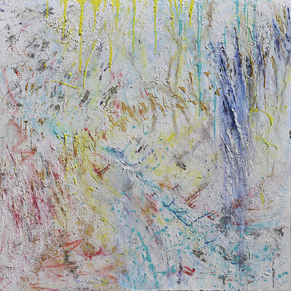 'Surfing the waves of emotion' - mixed media on chipboard, (1,2 x 1,2 m) ©KAT