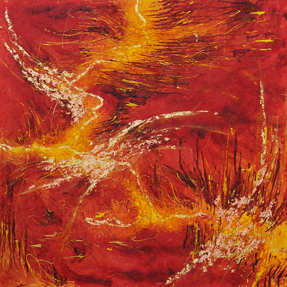 Alive - mixed media on chipboard, (1,2 x 1,2 m) ©KAT