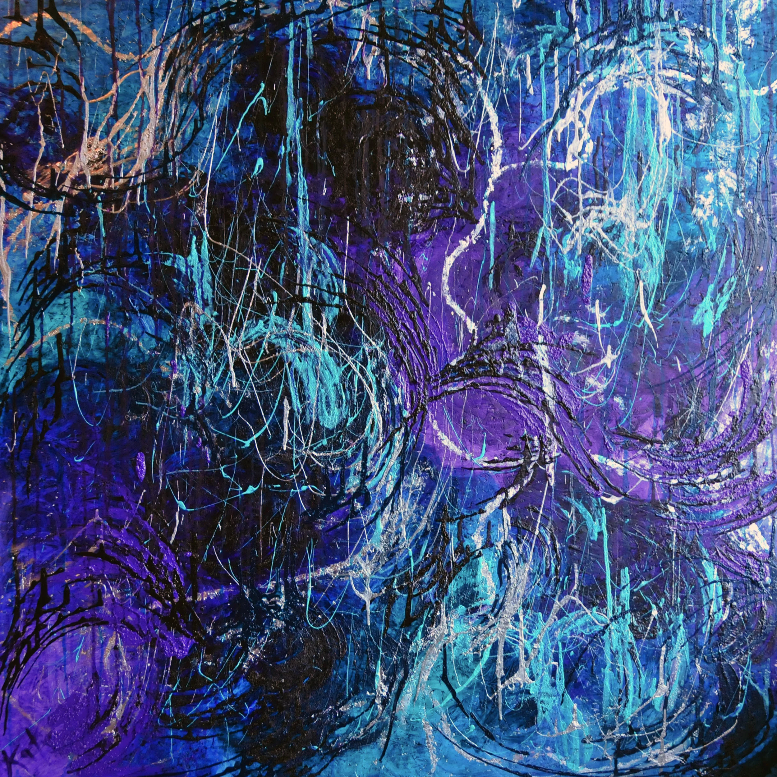 Losing oneself - mixed media on chipboard, (1,2 x 1,2 m) ©KAT