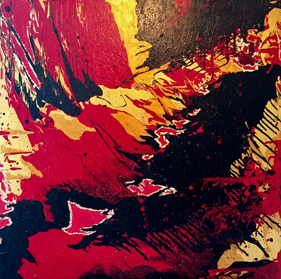 Molten - acrylic + gold leaf on chipboard, (1,2 x 1,2 m) ©KAT