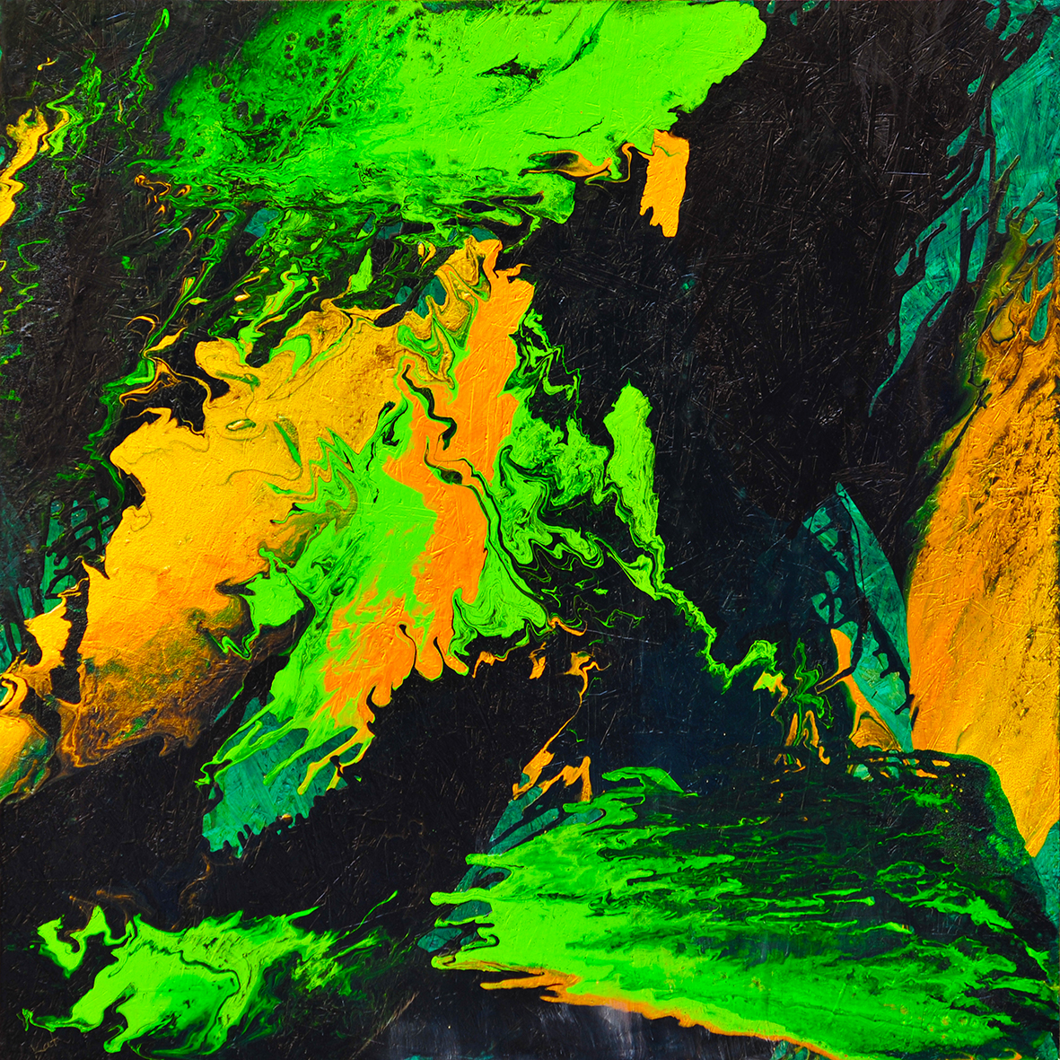 Fluidus - acrylic on chipboard, (1,2 x 1,2 m) ©KAT