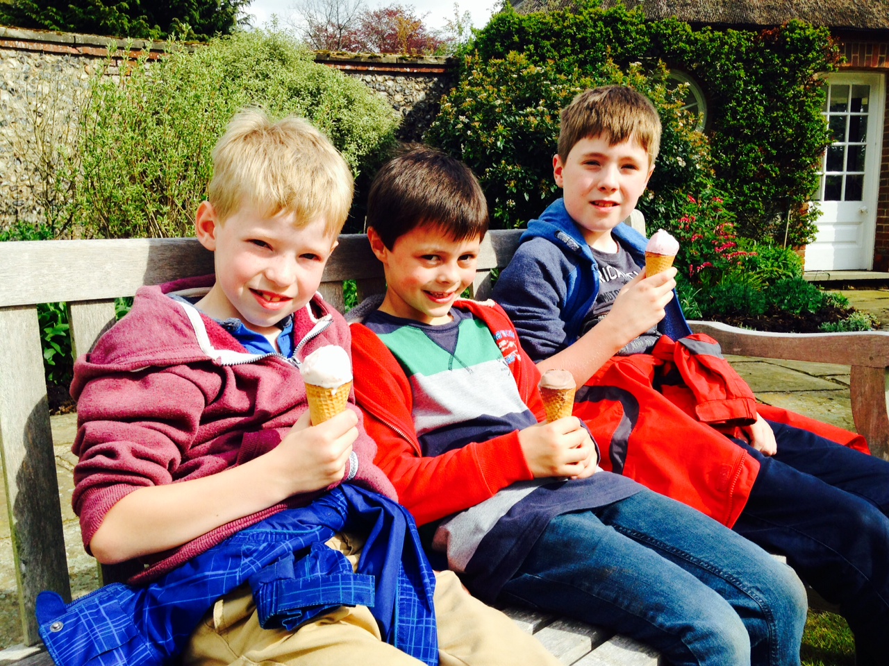 Children enjoying delicious ronado ice creams at stody lodge gardens