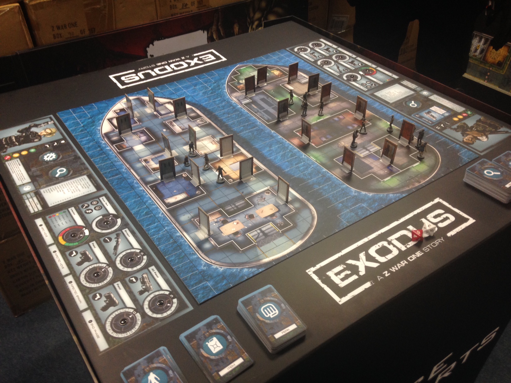 Play testing here in the studio (note that we are using Damnation minis & doors at the moment)