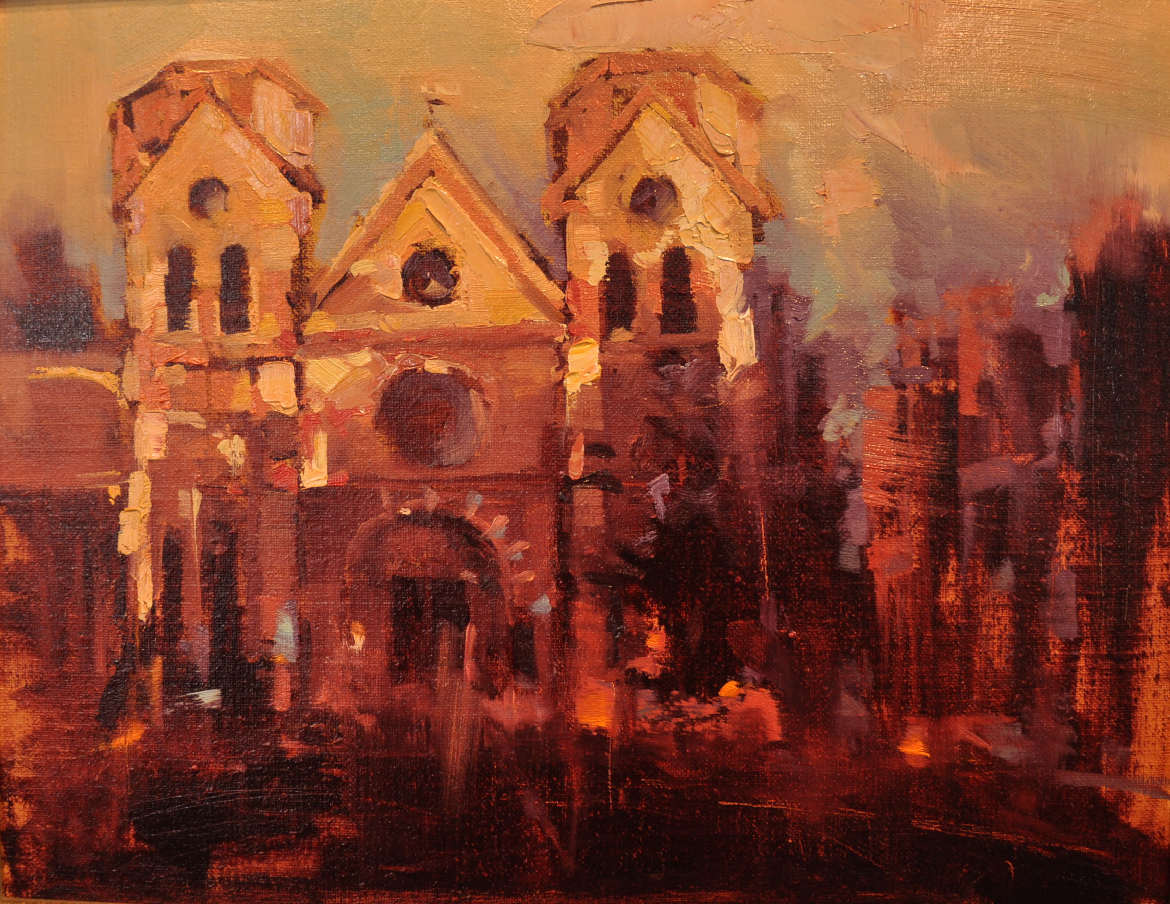 sunset on the basillica, oil on linen, 11x14, $2000.00, weber.JPG