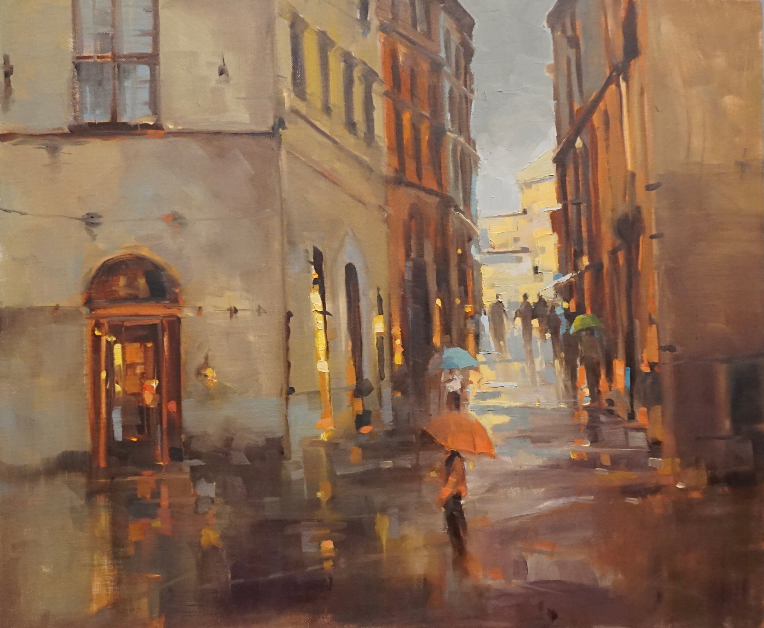 Rainy Day in Sienna, 20%22x24%22, oil on canvas, 4,800.00, Weber.jpg