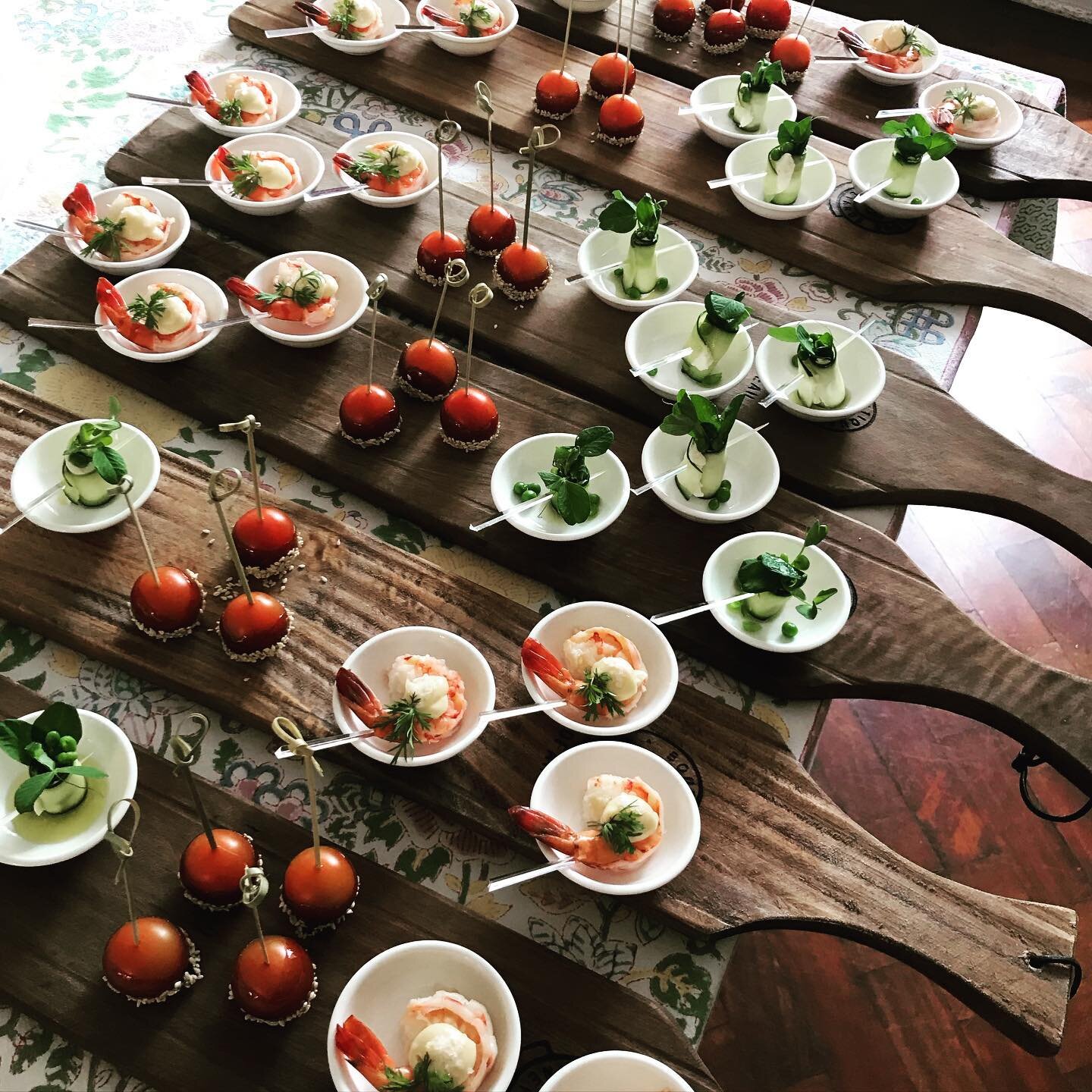 Only had time for a canap&eacute; photo today... but we did another three courses after this, at the beautiful home and studio of Kentridge, always an honour.