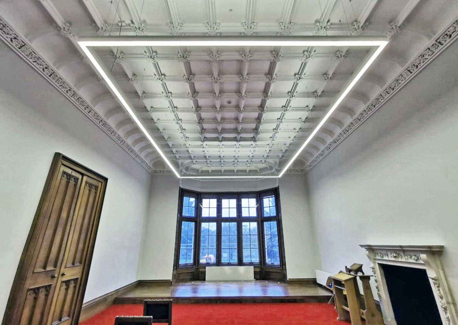 Interior lighting to refurbished rooms within the Grade II listed Beckett House, Shrivenham