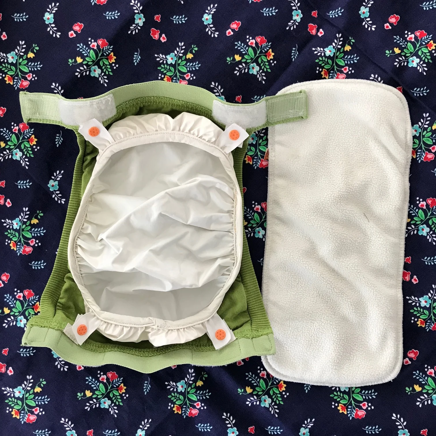 The gDiaper cage and a gDiaper insert that we got second hand. Reduce REUSE recycle!