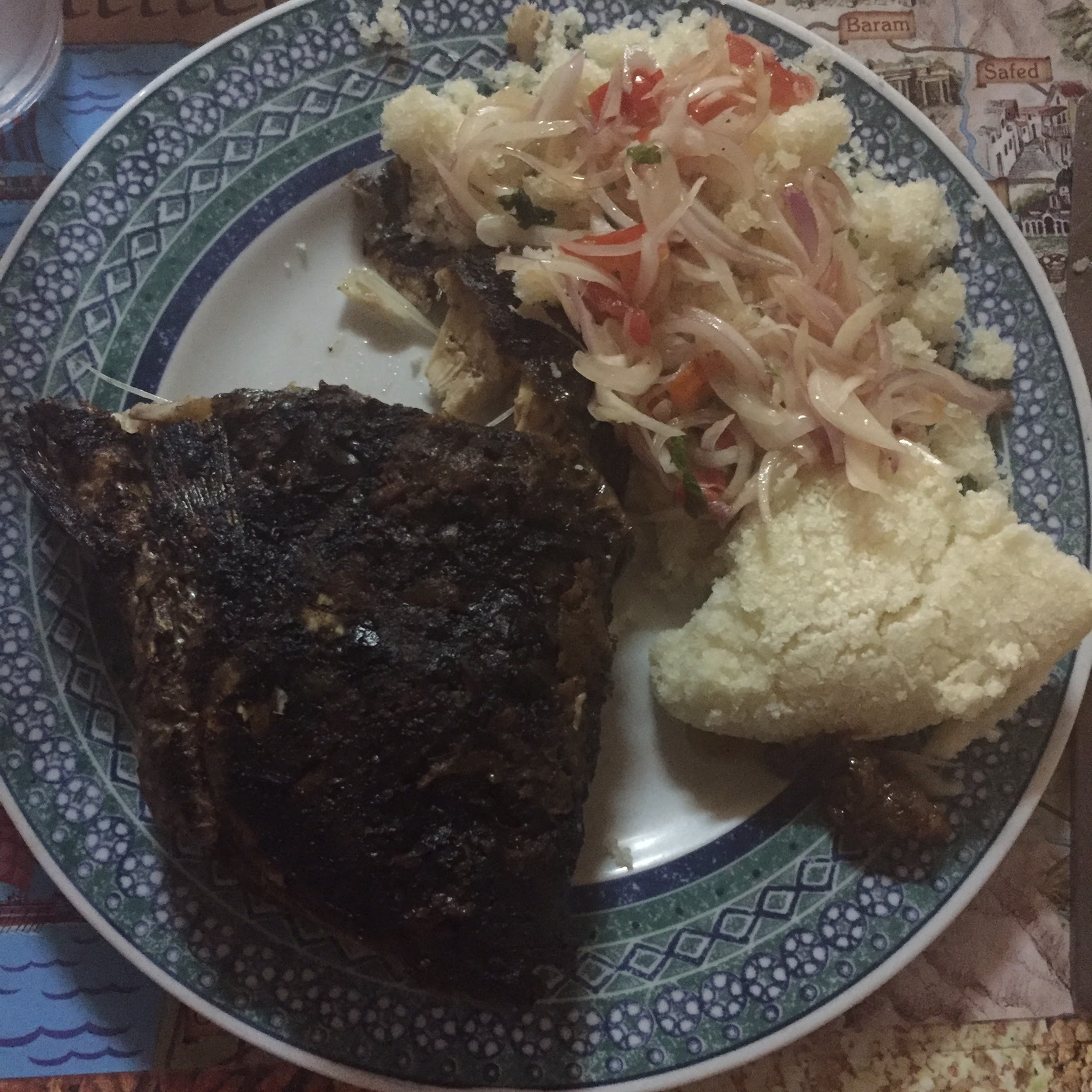 fried fish with attiéké