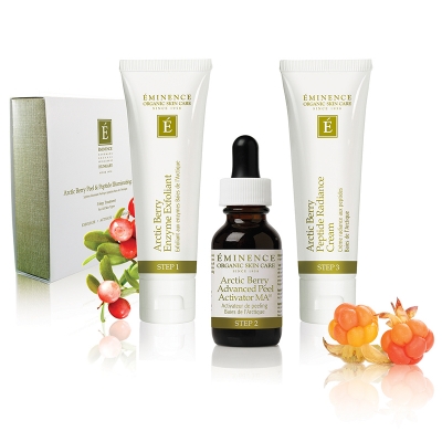 Eminence Arctic Berry and Peptide Illuminating peel kit.