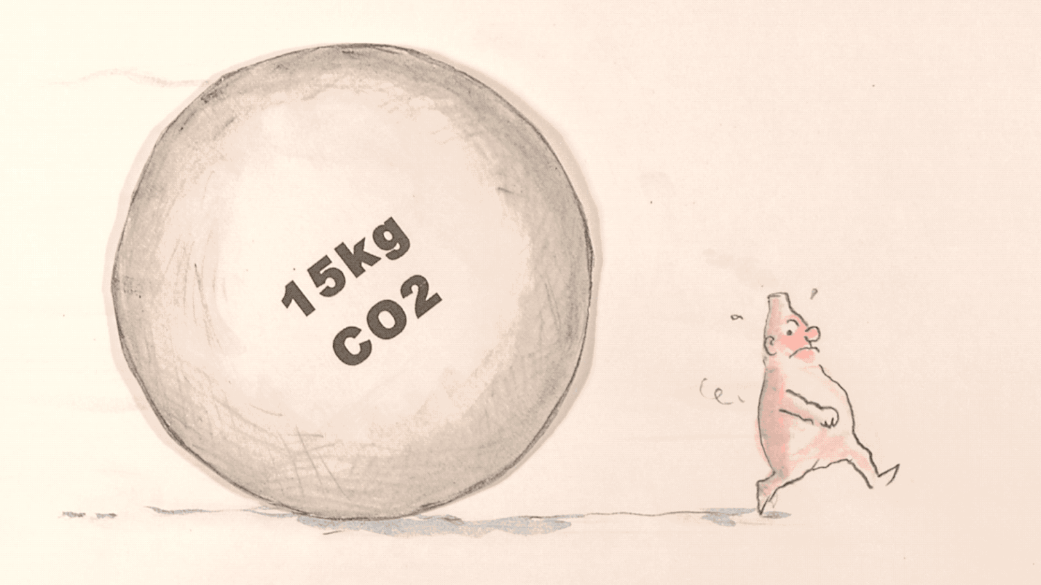 Each one of us is responsible for about 15kg of CO2 per Weevil per day. Placed in a sphere its volume would translate as this