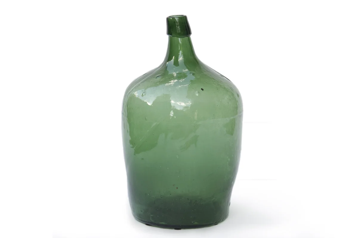 Antique Green Demijohn Bottle from France