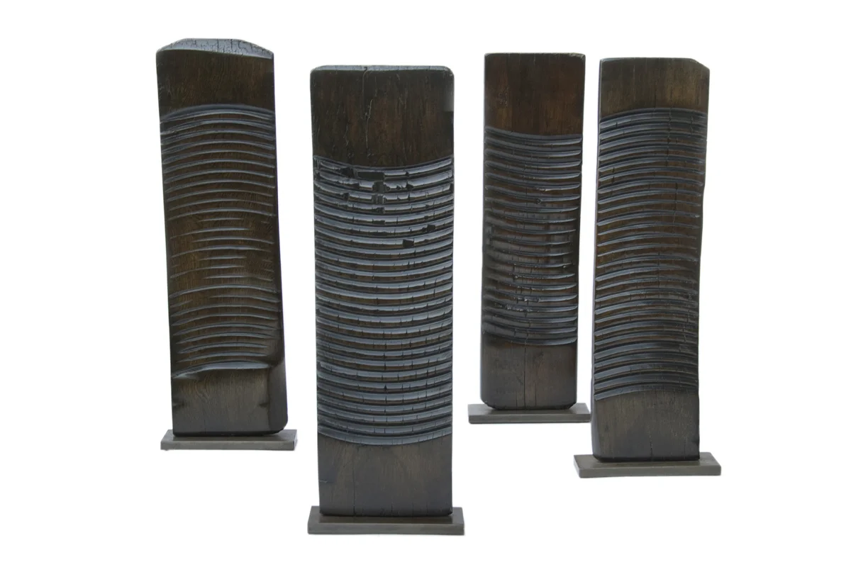 Antique Chinese Washboards Mounted on Bronze Bases