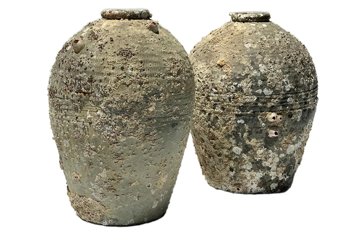 Large Antique Storage Jars with Marine Adhesions