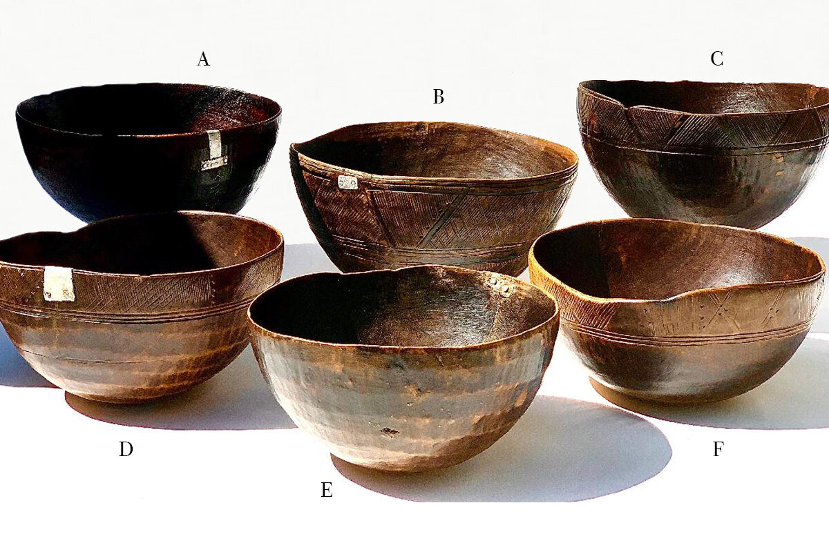 OLD WOODEN BOWLS FROM NIGER FULANI PEOPLE, WEST AFRICA