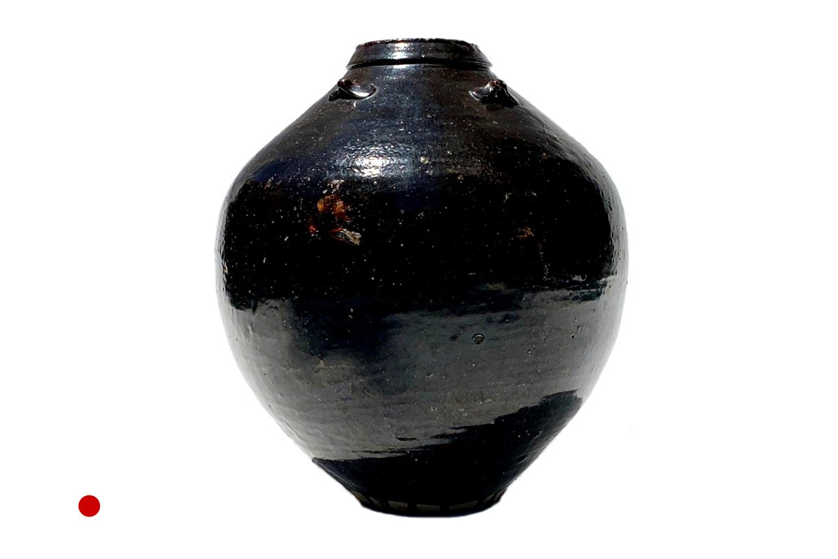 Ceramic Water Jar in Glazed Tete-De-Negre