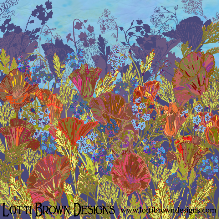 'Remembering' - a journey through time with memories and remembering represented with poppies and forget-me-nots