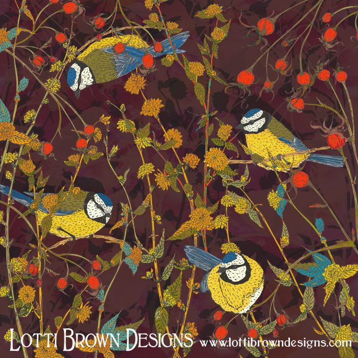 British birds artwork by Lotti Brown - Beautiful Bluetits