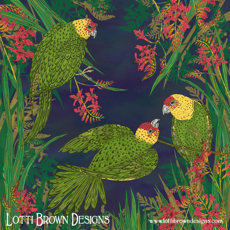 Parakeet Paradise artwork by Lotti Brown
