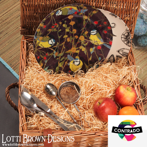 Blue tits plate by Lotti Brown, available from Contrado