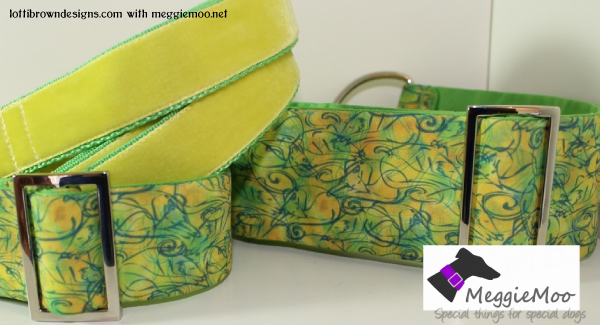 Cheerful greyhound collar in yellow and green