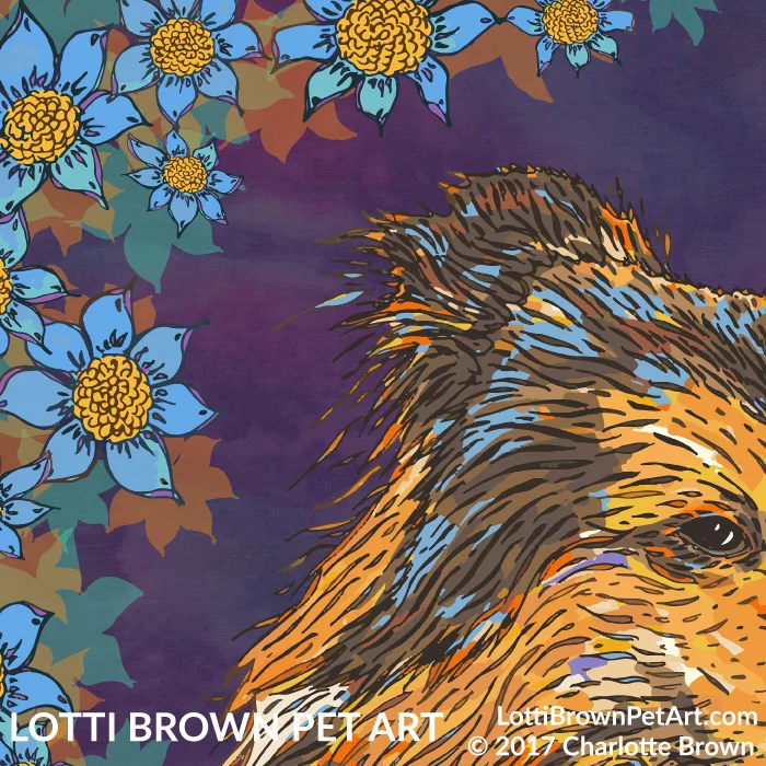 Detail of rough collie artwork