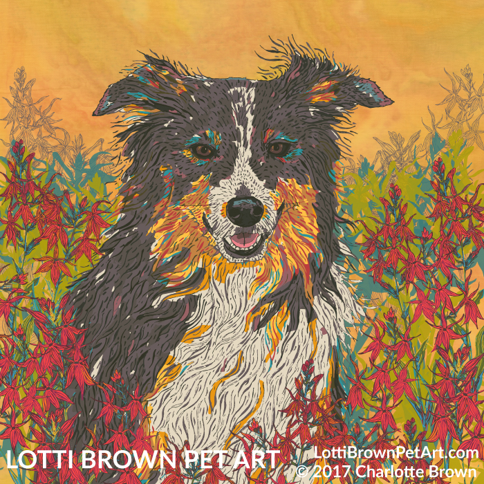 Beautiful Border collie art 'Cardinal Collie' by Lotti Brown