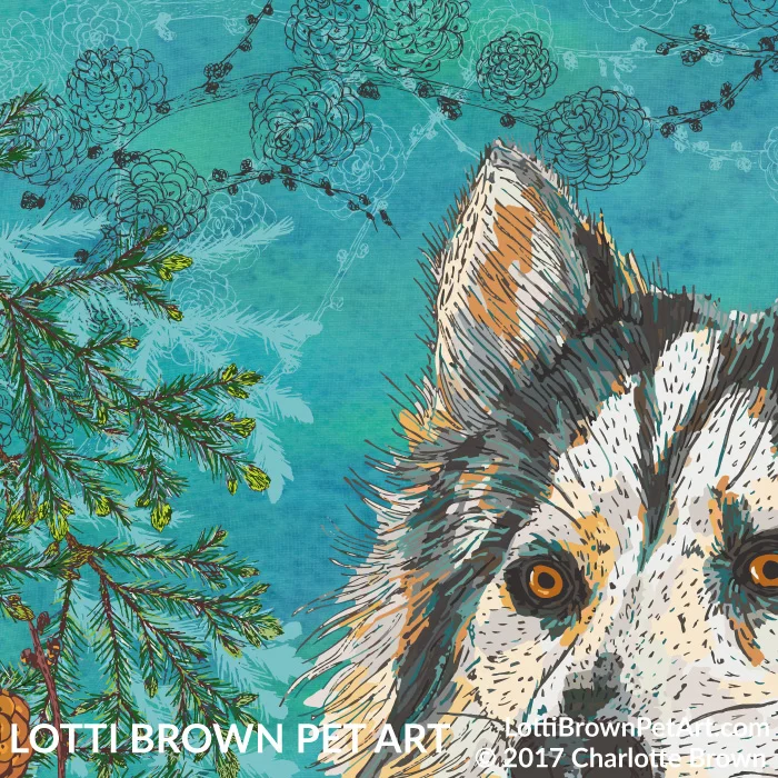 Showing detail from the husky artwork