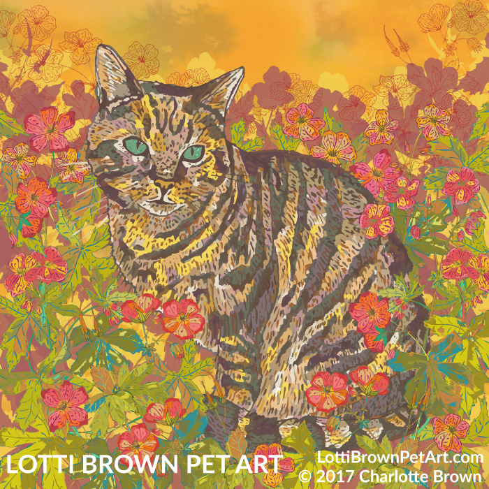 'Tabby Afternoon in the Sun' tabby cat art by Lotti Brown